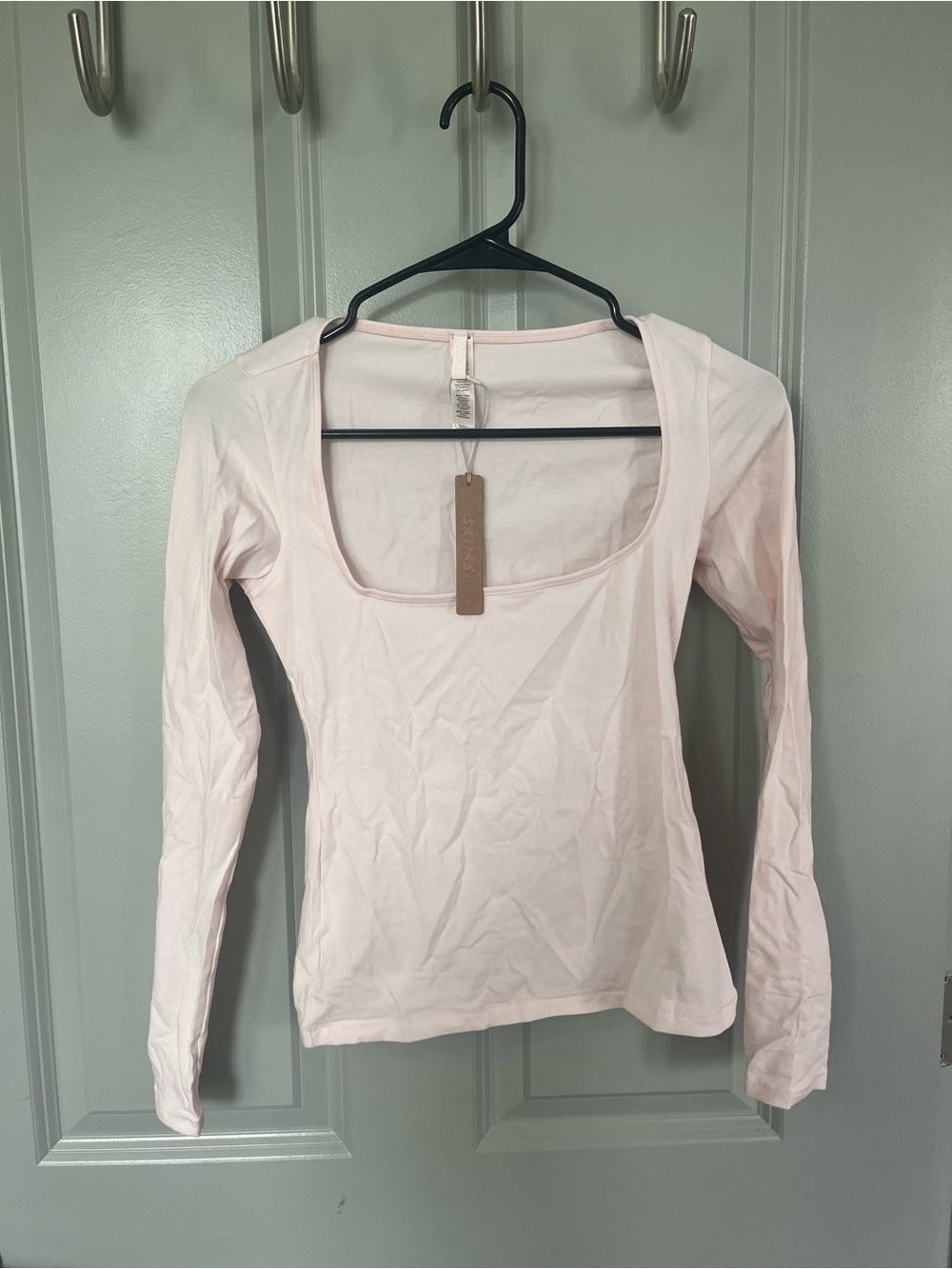 SKIMS Pale Pink Scoop Neck Long Sleeve Top